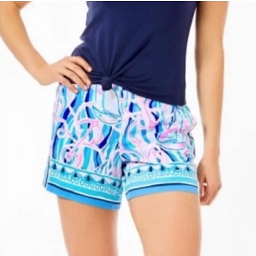Lilly Pulitzer Neilah Short in Reel Naruto - Blue & Pink Banded Shorts